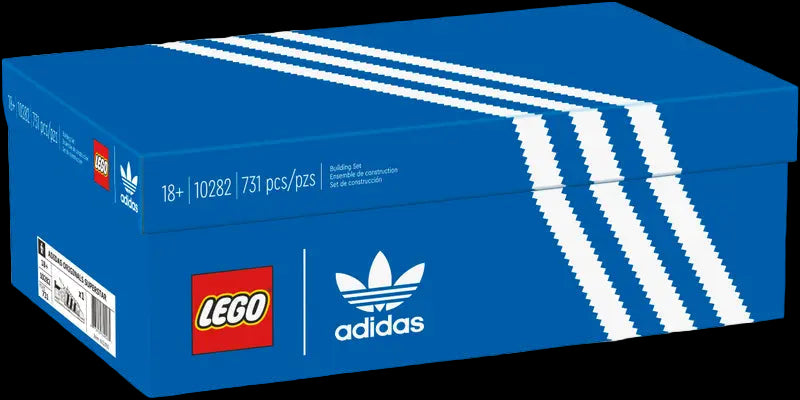 LEGO Adidas Originals Superstar sneaker shoebox set number 10282 for adult collectors.