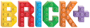 Brick+ horizontal company logo made up of colourful LEGO bricks