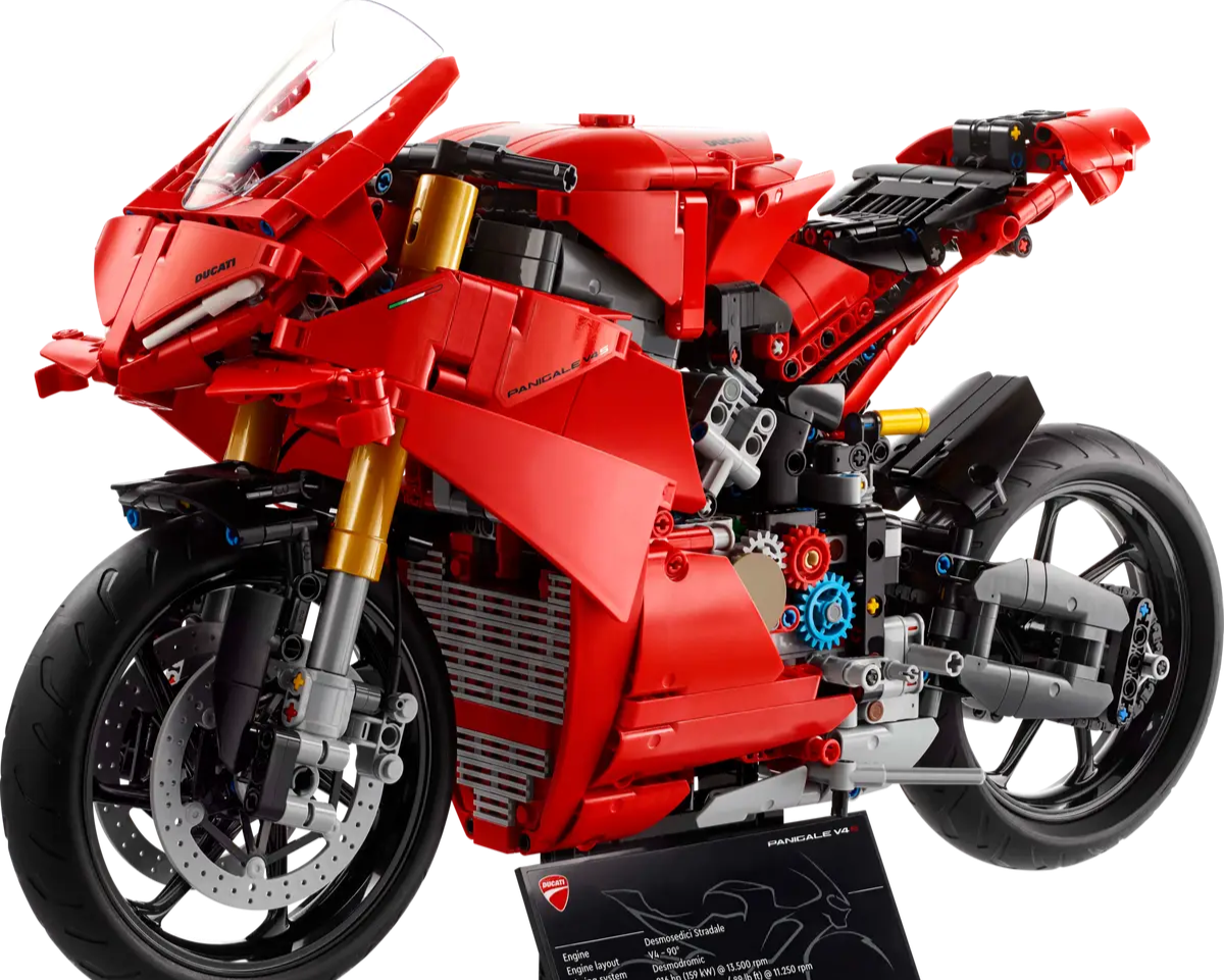 LEGO Technic Ducati Panigale V4 S Motorcycle set number 42202, 1603-piece buildable superbike model for adult collectors.