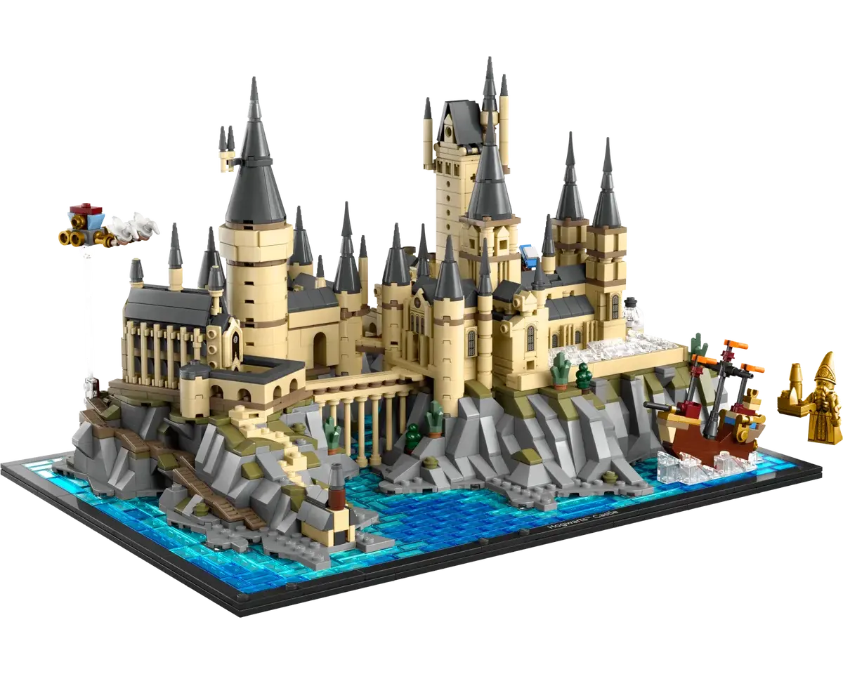 Hogwarts Castle and Grounds Lego model set number 76419 on transparent background