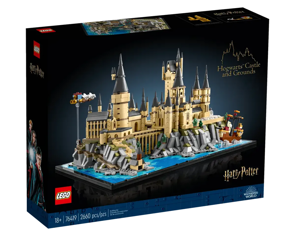 LEGO Hogwarts Castle and Grounds set  number 76419 packaging on a transparent background