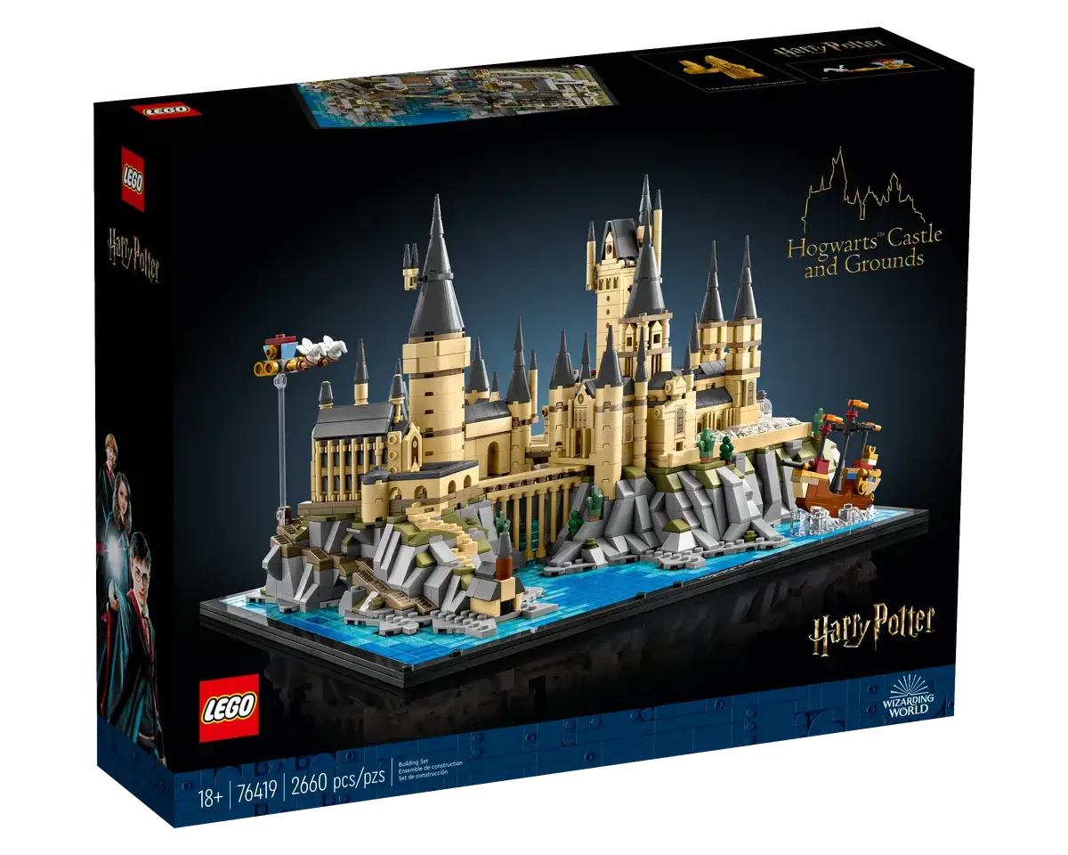 LEGO Hogwarts Castle and Grounds set  number 76419 packaging on a transparent background