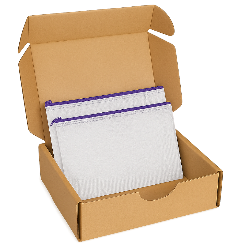 Image of mailing  post box with two mesh pouches inside