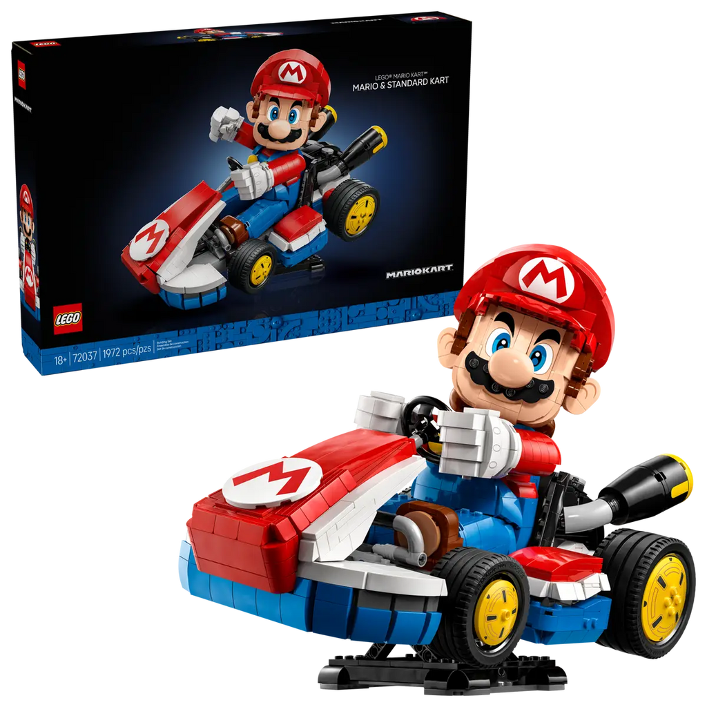 LEGO Mario Kart Mario & Standard Kart set number 72037, 1972-piece buildable racing model of Nintendo’s iconic character.